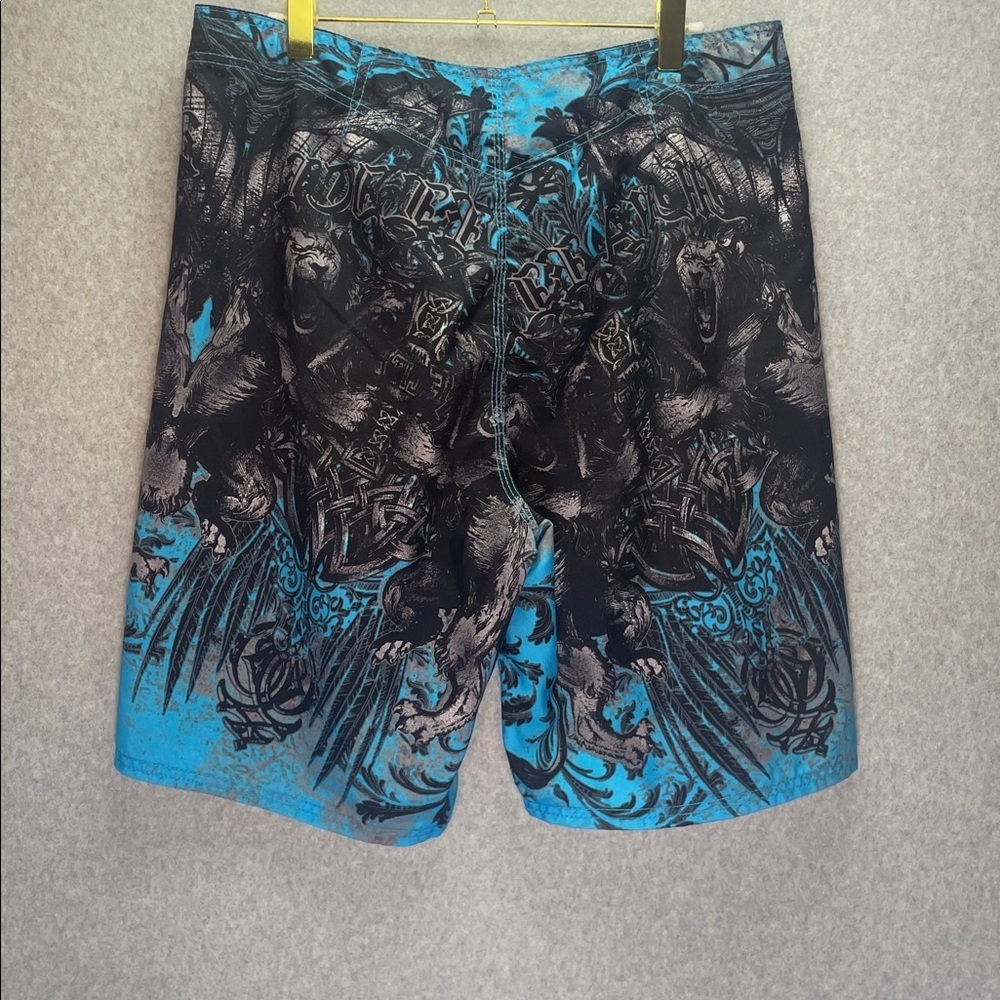 MMA Elite Y2K Fighting Lion Tattoo Print Shorts - Picture 3 of 7